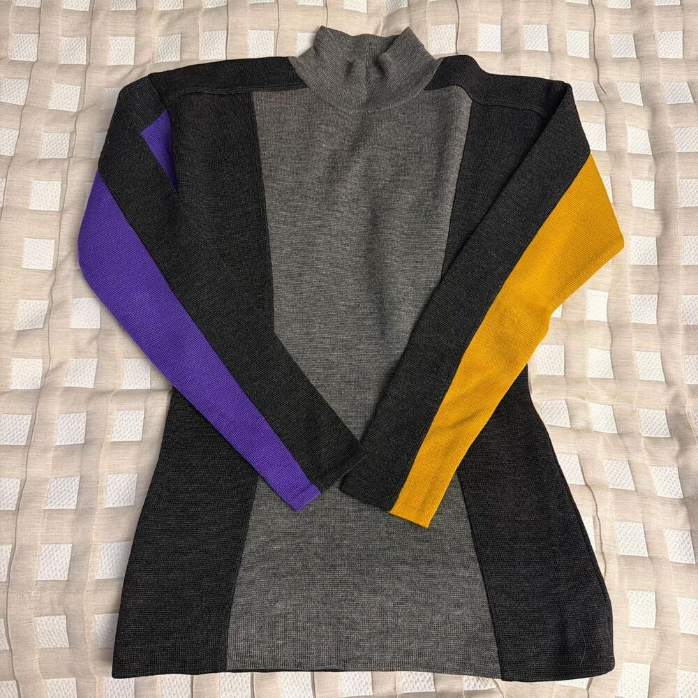 VTG Color block mock neck sweater